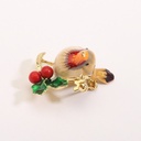 Bird And Red Cherry Enamel Brooch Jewelry Gift