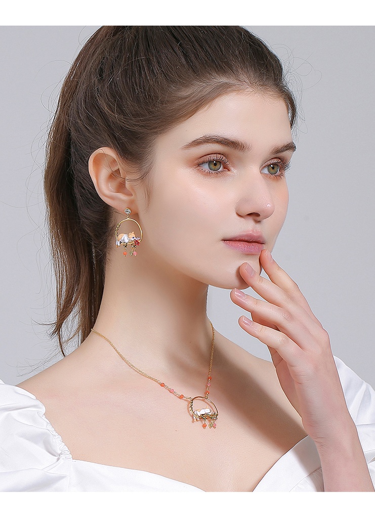White and Black Diamond Shape Enamel Stud Earrings Jewelry Gift