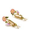 Purple Pink Flower Enamel Stud Earrings Jewelry Gift