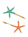 Orange Blue Starfish Enamel Hair Pin Clip Jewelry Gift