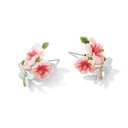 Pink Flower And Dragonfly Enamel Stud Earrings