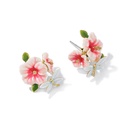 Pink Flower And Dragonfly Enamel Stud Earrings