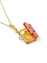 Red Luggage With Crystal Enamel Pendant Necklace With Two Chains Jewelry Gift