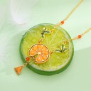 Orange Lemon Slice With Zircon Enamel Pendant Necklace Jewelry Gift