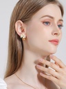 Orange Blossom Flower Kumquat Pearl Enamel Stud Earrings Jewelry Gift