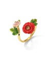 Pink Red Flower Enamel Adjustable Ring Jewelry Gift