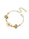 Orange Blossom Flower Kumquat Enamel Thin Bracelet Jewelry Gift