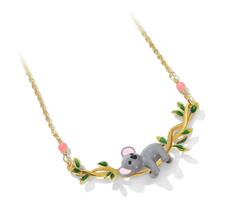 Koala On A Branch Enamel Pendant Necklace Jewelry Gift