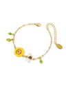 Yellow Sunflower Bee Enamel Thin Bracelet Jewelry Gift