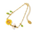 Yellow Sunflower Bee Enamel Thin Bracelet Jewelry Gift