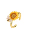 Yellow Sunflower Bee Enamel Adjustable Ring Jewelry Gift