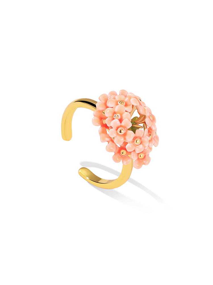 Cherry Blossom Flower Enamel Adjusable Ring Jewelry Gift