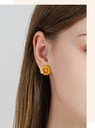 Yellow Sunflower And Bee Enamel Stud Earrings Jewelry Gift