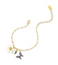 Flower And Butterfly Enamel Thin Bracelet Jewelry Gift