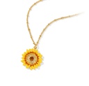 Orange Blossom Flower and Stone Enamel Pendant Necklace
