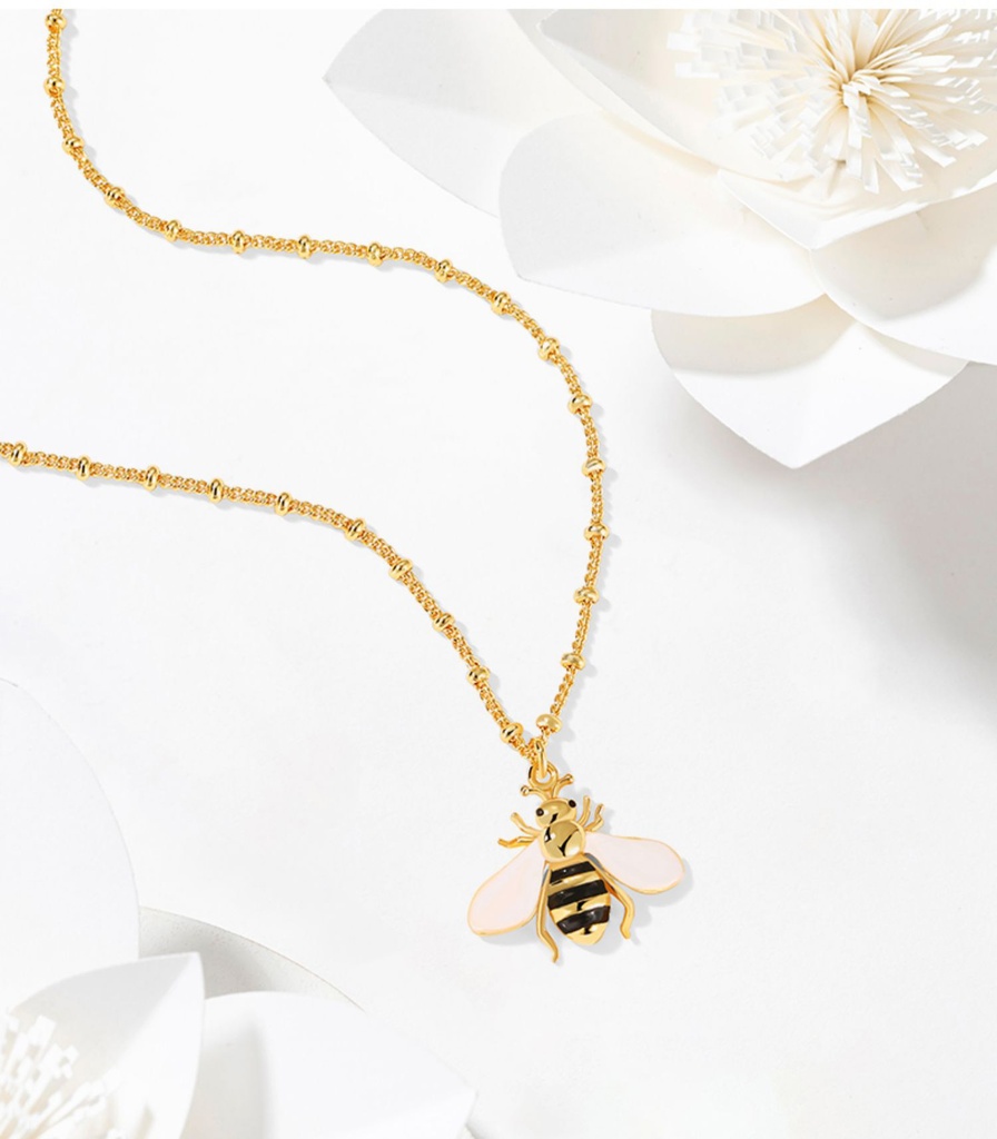 Bee Enamel Pendant Necklace Jewelry Gift