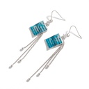 Enamel Glazed Crystal Rhinestone Letter Long Tassel Hook Earrings