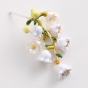 Lily of the Valley White Flower Blossom Enamel Dangle Earrings