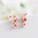 Cherry Blossom Flower Enamel Dangle Earrings