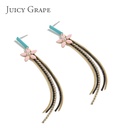 Enamel Glazed Cherry Blossoms Tassel Earrings 925 Silver Needle