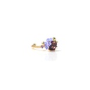 Purple Flower Blosssom Wisteria And Crystal Enamel Adjustable Ring