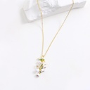 Lily of the Valley White Flower Blossom Enamel Pendant Necklace