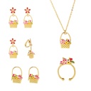 Flower Basket Enamel Pendant Necklace