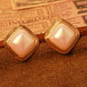 Square Pearl Vintage Retro Stud Earrings