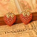 Inlaid Zircon Strawberry Vintage Retro Stud Earrings