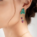 Grape And Leaf Enamel Tassel Dangle Earrings