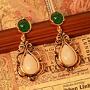 Inlaid Stone Retro Vintage Drop Shape Dangle Earrings