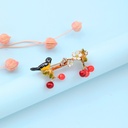 Oriole On Cherry Branch Enamel Brooch