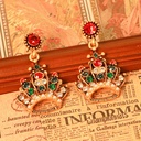 Inlaid Zircon Crown Retro Vintage Dangle Earrings