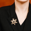 Inlaid Zircon Leaf Stone Flower Shape Retro Vintage Brooch