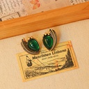 Imitation Green Stone Retro Vintage Stud Earrings