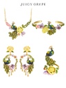 Flower and Peacock Enamel Dangle Earrings set Jewelry Gift