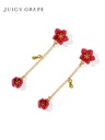 Red Flower Tassel Enamel Earrings Jewelry Gift2