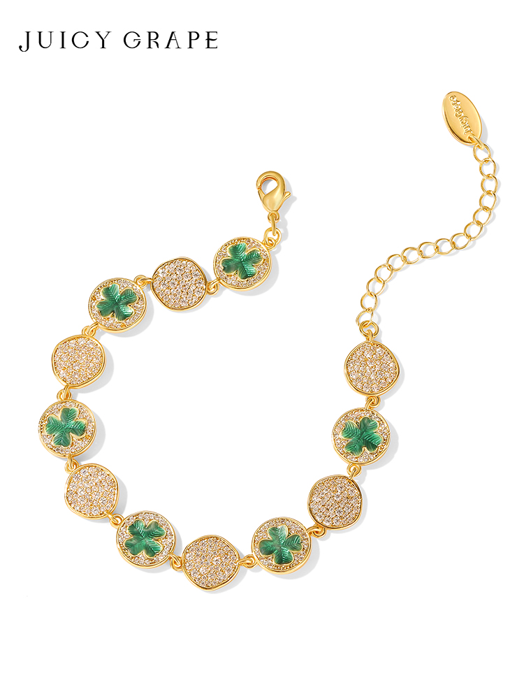 Clover Lucky Leaf Enamel Charm Bracelet Jewelry Gift1
