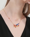 Bird On Cherry Branch Enamel Pendant Necklace Jewelry Gift4