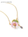 Lotus Flower And Dragonfly Enamel Pendant Necklace Jewelry Gift1