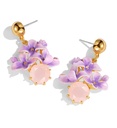 Purple Flower And Gem Enamel Dangle Earrings Handmade Jewelry Gift4