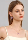 Purple Flower And Gem Enamel Dangle Earrings Handmade Jewelry Gift3