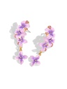 Purple Flower And Czech Gem Enamel Dangle Earrings Handmade Jewelry Gift2