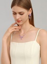 Purple Flower And Czech Gem Enamel Pendant Necklace Handmade Jewelry Gift2