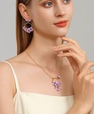 Purple Flower And Gem Enamel Hoop Dangle Earrings Handmade Jewelry Gift4