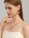 Purple Flower And Gem Enamel Hoop Dangle Earrings Handmade Jewelry Gift3