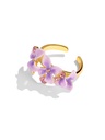 Purple Flower And Czech Gem Enamel Adjustable Handmade Jewelry Gift1