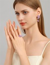 Purple Flower And Czech Gem Enamel Adjustable Handmade Jewelry Gift3
