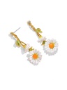 Daisy Flower And Crystal Enamel Dangle Stud Earrings Handmade Jewelry Gift1