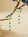 Bird And Flower Enamel Tassel Stud Earrings Handmade Jewelry Gift1